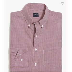 J. Crew Men's Gingham Button Down Shirt Red White Medium 15-15.5 EUC 100% Cotton